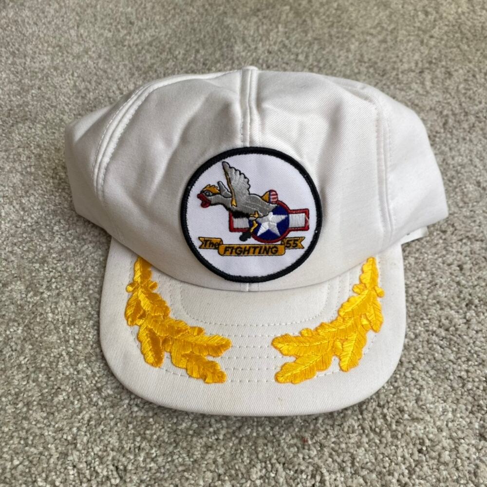 Vintage‎ Trucker Hat Foam Cap USA Captain Fighting 55 Military 80s Retro